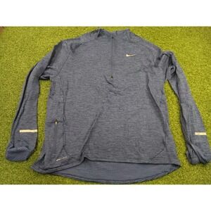 Nike Dri Fit Sphere Element Running Top Mens XL Blue Thumbhole Sleeve 1/4 Zip‎